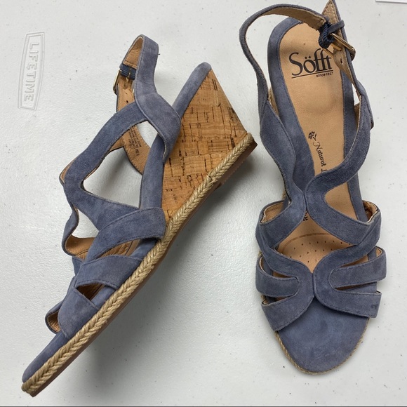 Sofft Shoes - Sofft blue suede wedge sandals size 9.5